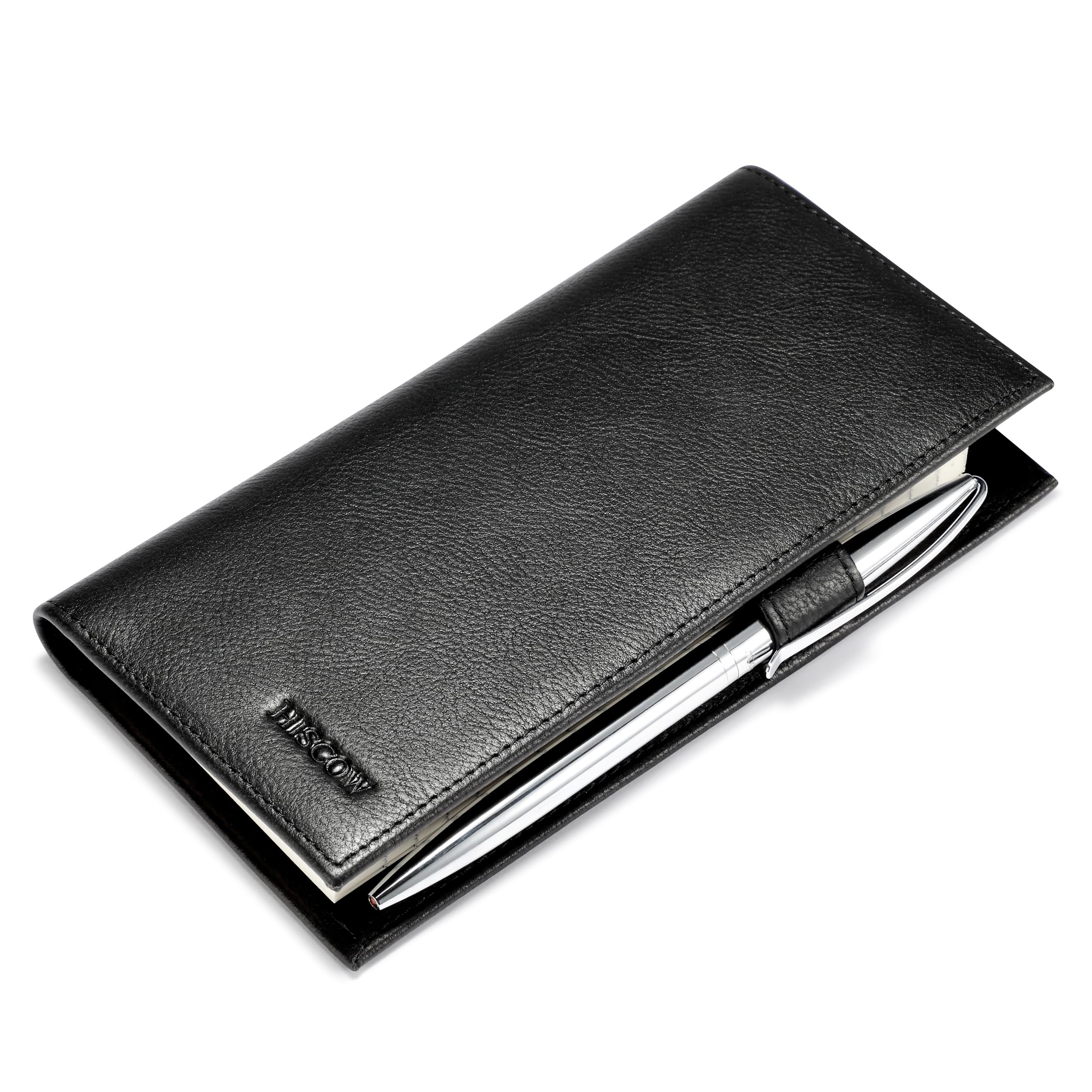 HISCOW Leather Checkbook Cover for Duplicate Checks with Pen Holder