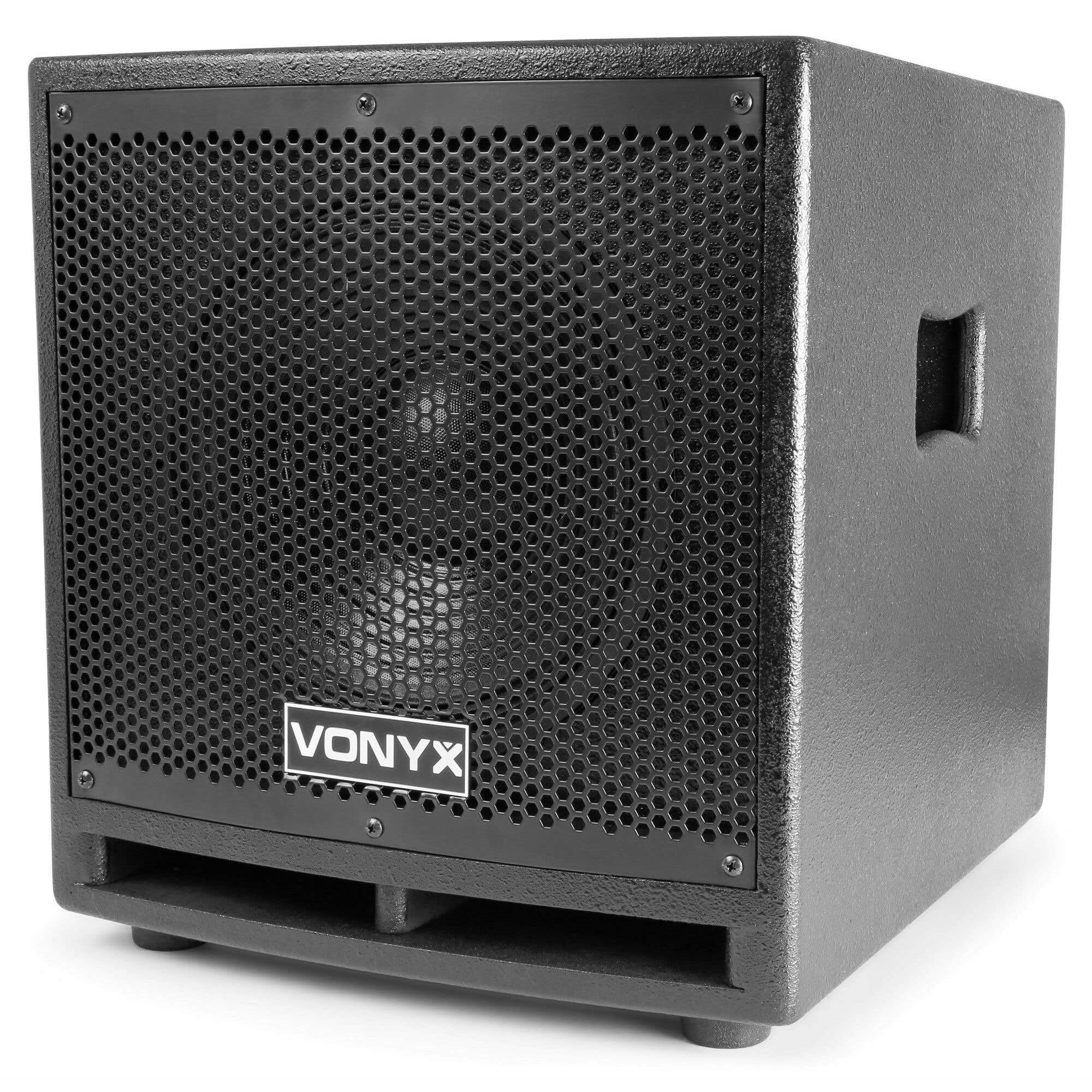 Vonyx VX1000BT PA Lautsprecher Set, Aktiv Musikanlage, 1000 Watt 2X Subwoofer, 2X Topteile, 2X Bi-amp Lautsprecherkabel, für Partys, Gigs und kleine Festivals, schwarz