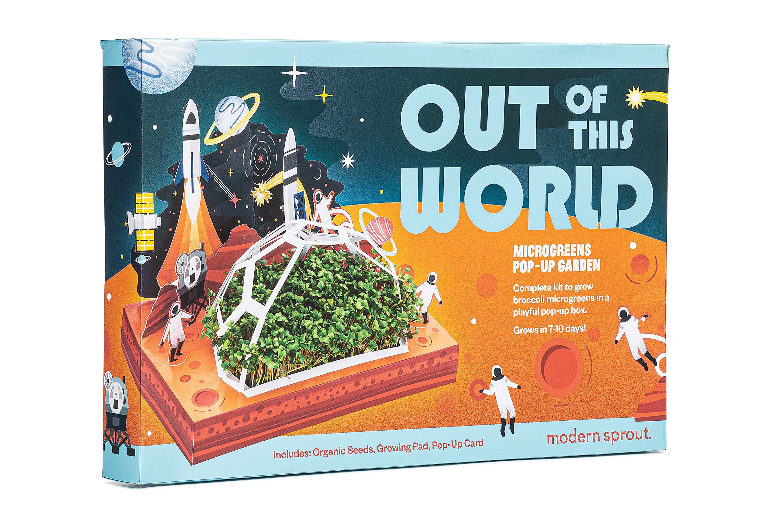 Modern SproutInteractive Microgreens Garden Kit for Kids, Indoor Seed Activity Kit for Little Growers, Out of This World Diorama