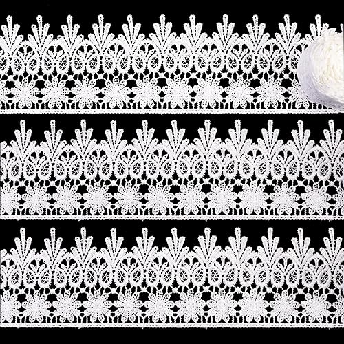 Cinta de encaje blanco de 5 yardas de Venecia para coser ropa, decoración de fiesta en el hogar