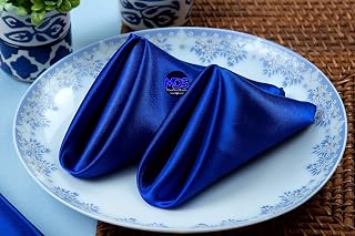 MDS Christmas Satin Cloth Napkins 20 x 20 Inch - 200 Pack - Silky Smooth Sateen Dinner Table Napkins for New Year Party, Holiday Harvest Dinner, Thanksgiving, Wedding, Banquet - Royal Blue