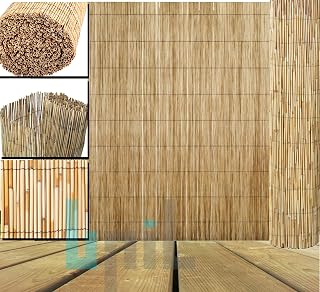 Reed Fence Natural Garden Peeled Reed Screening Roll Privacy Border Wind/Sun Fencing (Size 1.5x4m)