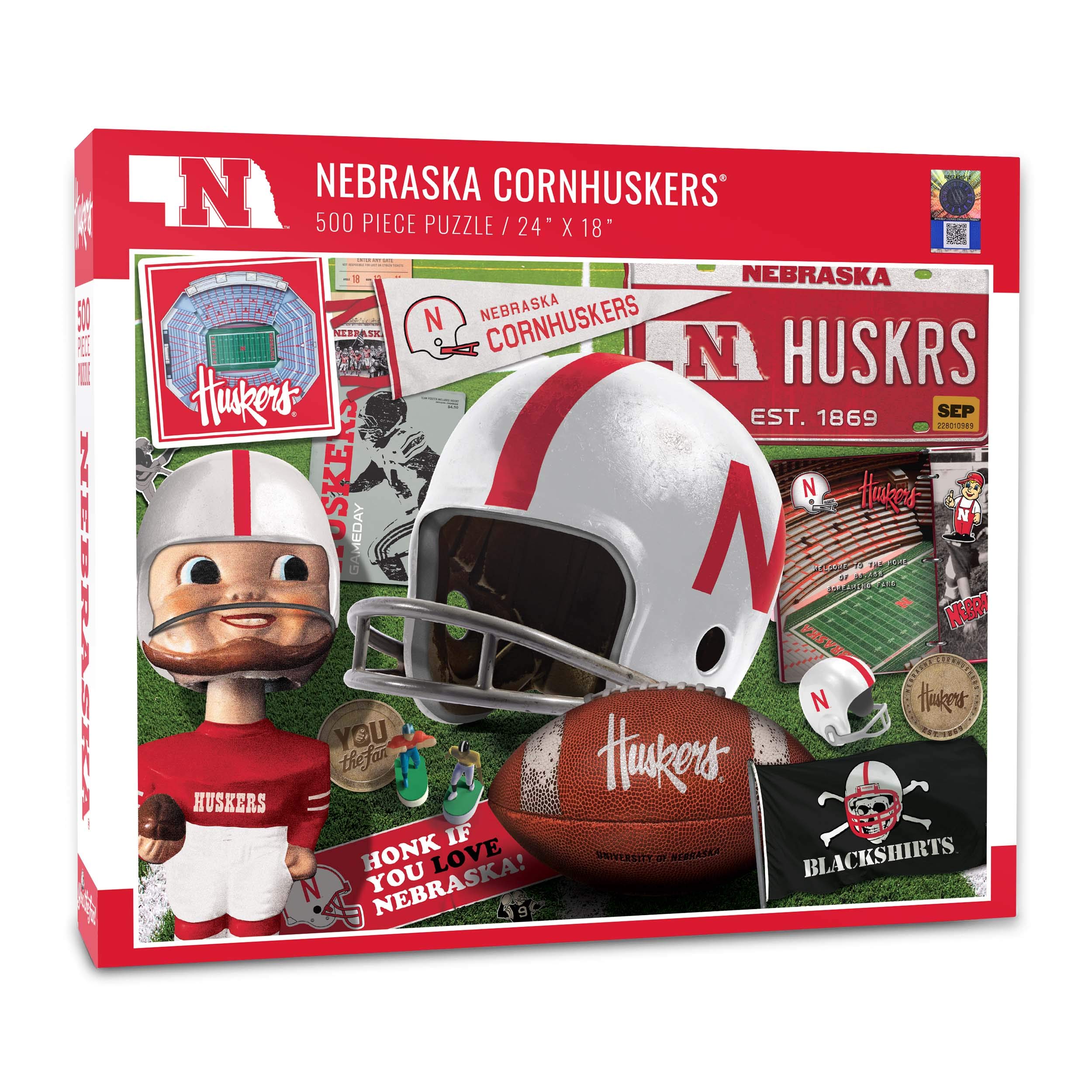 YouTheFan NCAA Nebraska Cornhuskers Retro Team Large Puzzle