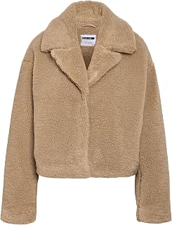 NOISY MAY Damen Übergangsjacke mit Teddyfell-Optik und Reverskragen