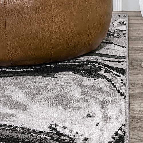 Miniatura 4 de JONATHAN Y SOR203E-28 - Alfombra abstracta de 2 x 8 pies, jaspeada con remolinos para interiores, estilo informal, tradicional, fácil de limpiar,