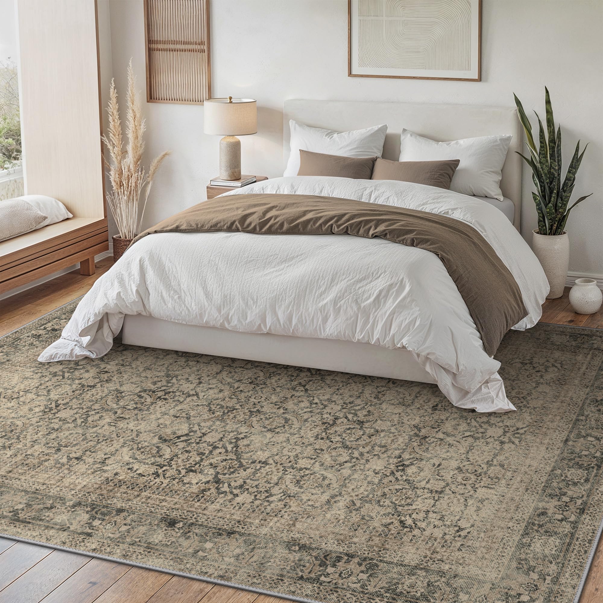 BEIMO Boho Teppich Wohnzimmer Schlafzimmer Vintage Waschbare Teppich Kurzflor rutschfest Teppiche für Küche 160X230CM
