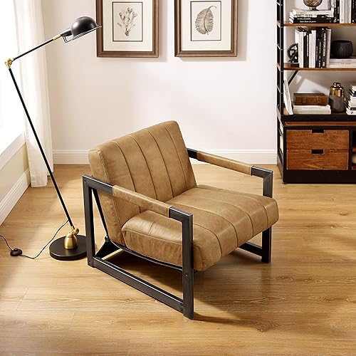 Miniatura 40 de Art Leon Juego de 2 sillas de acento de piel sintética moderna de mediados de siglo, silla de salón con patas de metal negro, color negro