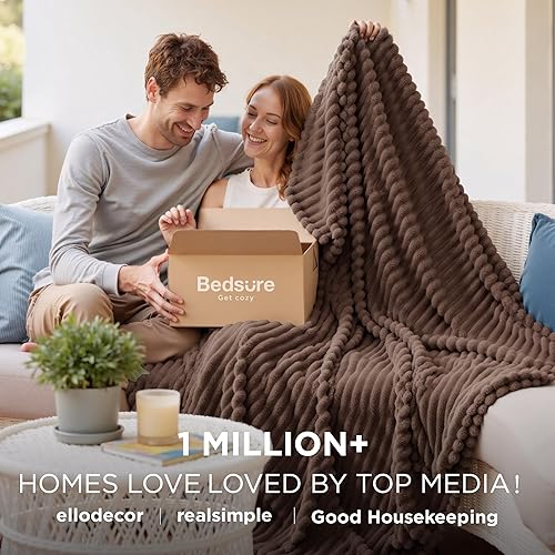 Miniatura 50 de Bedsure - Manta de vellón gris, para sofá, tamaño Queen, mantas súper suaves y acogedoras para mujer, bonita manta pequeña para niñas, 90 x 90