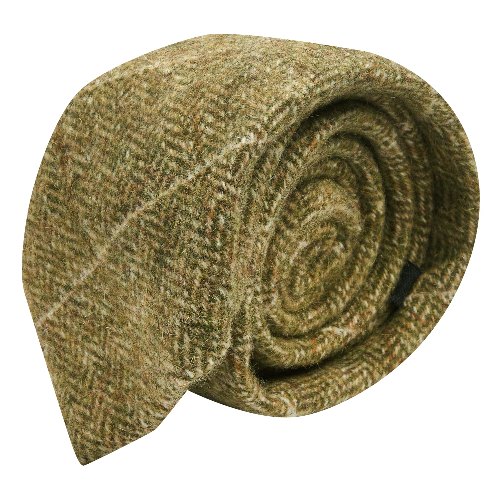 King & Priory Green Herringbone Windowpane Check Tweed Tie, Mens Necktie
