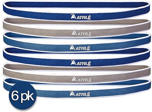 Vista 22 de Athlé - Diademas delgadas para mujeres y hombres, paquete de 6, diademas elásticas para mujeres y hombres, agarre de silicona antideslizante