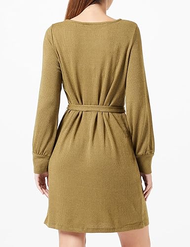 Vero Moda Dames Rihanna Lange Mouw Mini Jurk Olivijn Verkocht Gehaakt