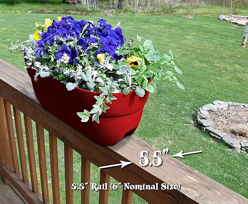 Vista 54 de Emsco Group Bloomers Railing Planter with Drainage Holes – 24" Weatherproof Resin Planter – Brown, Plastic