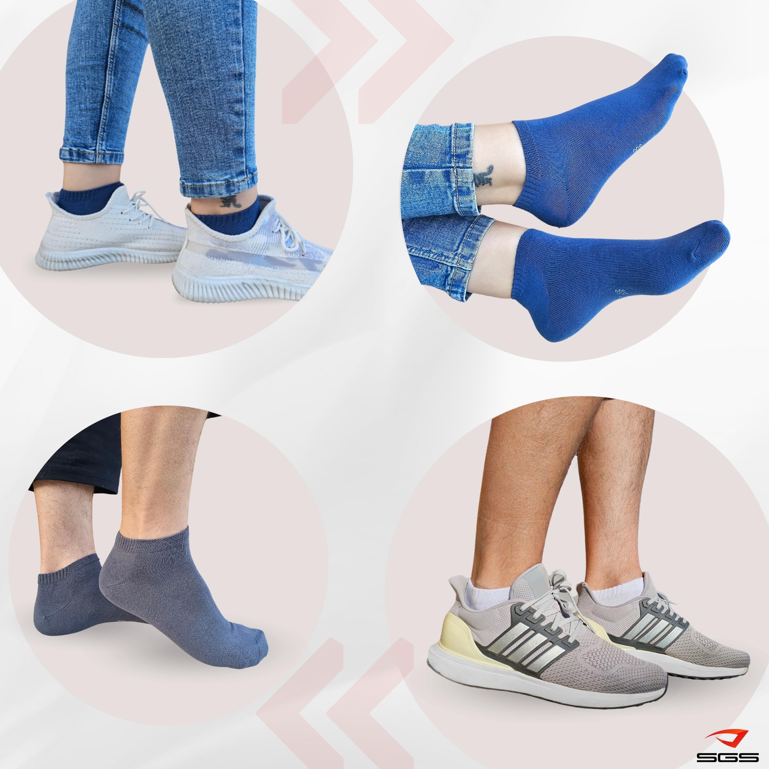 SGS Komfort Bambus Sneaker Socken Herren Damen - Weiche Pique Bund Bambus Socken Schwarz Gegen Schweiß - Geruchskiller- 5er oder 10er Pack