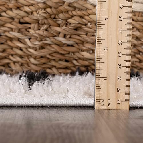 Miniatura 4 de Hauteloom Tilos - Alfombra dálmata para sala de estar, dormitorio, cuarto de bebé, alfombra lanuda con patrón de puntos, pelo alto de felpa, negro,