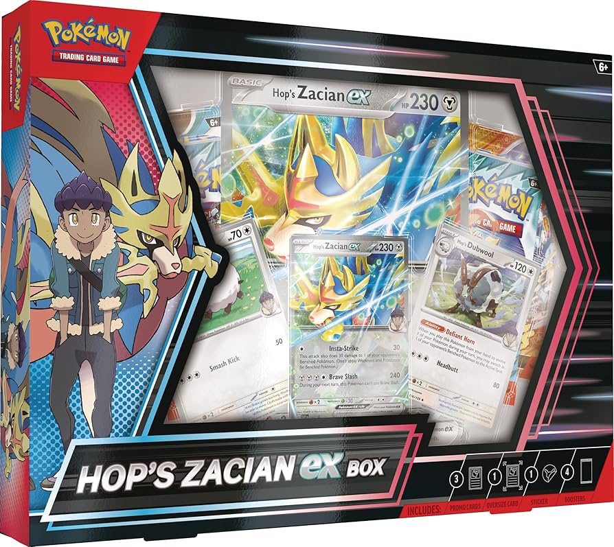 Amazon.com: Pokemon TCG: Hop's Zacian ex Box - 4 Packs : Toys & Games Amazon.com: Pokemon TCG: Hop's Zacian ex Box - 4 Packs : Toys & Games