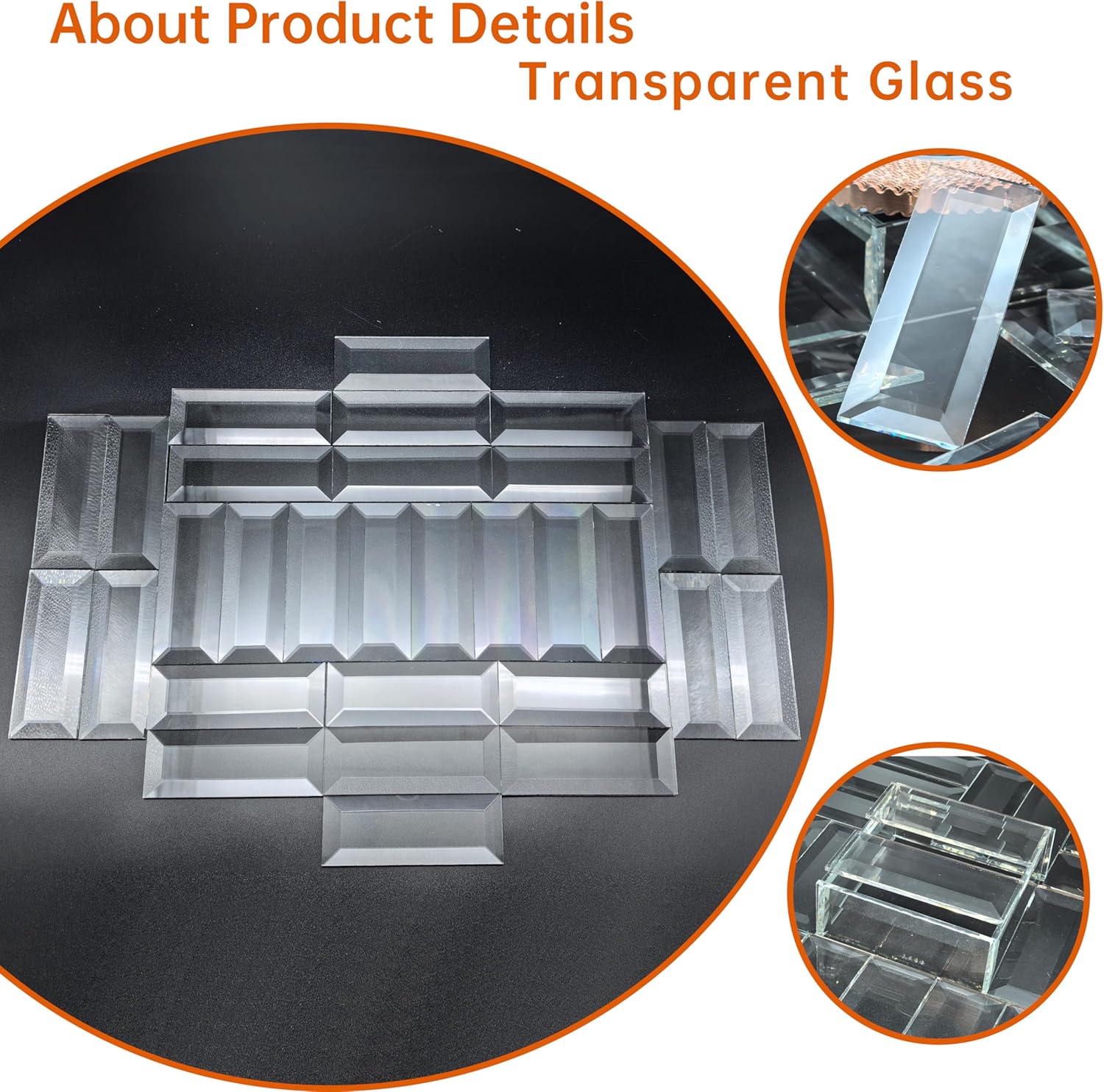 1.5 x 4 Inches Beveled Glass Squares (30 Pieces) for Stained Glass Art & Design (1.5 x 4 Inches)