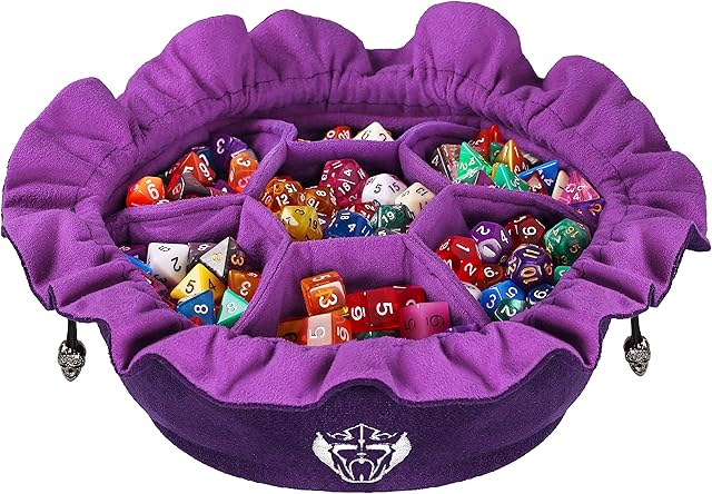 CardKingPro Immense Dice Bags with Pockets - Purple - Capacity 150+ Dice - Great for Dice Hoarders [Patented Design]
