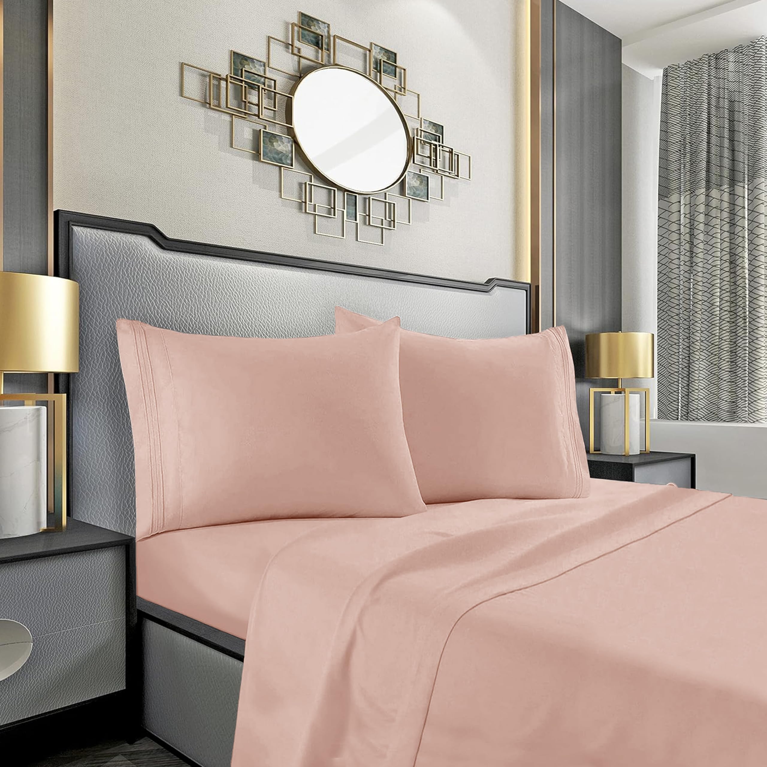 Mocassi Queen Sheet Set - Luxury Hotel 1800 Premier Bedding Sheets & Pillowcases - Ultra Soft Breathable & Cooling Bed Sheets - Deep Pocket - Wrinkle Resistant - 4 Piece - Queen, Blush Pink