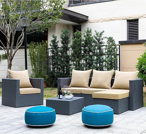 Miniatura 6 de ARTPLAN Juego de 2 cojines de asiento profundo para exteriores para silla de mimbre, asiento 24 x 24 x 4 pulgadas, respaldo 22 pulgadas de ancho x