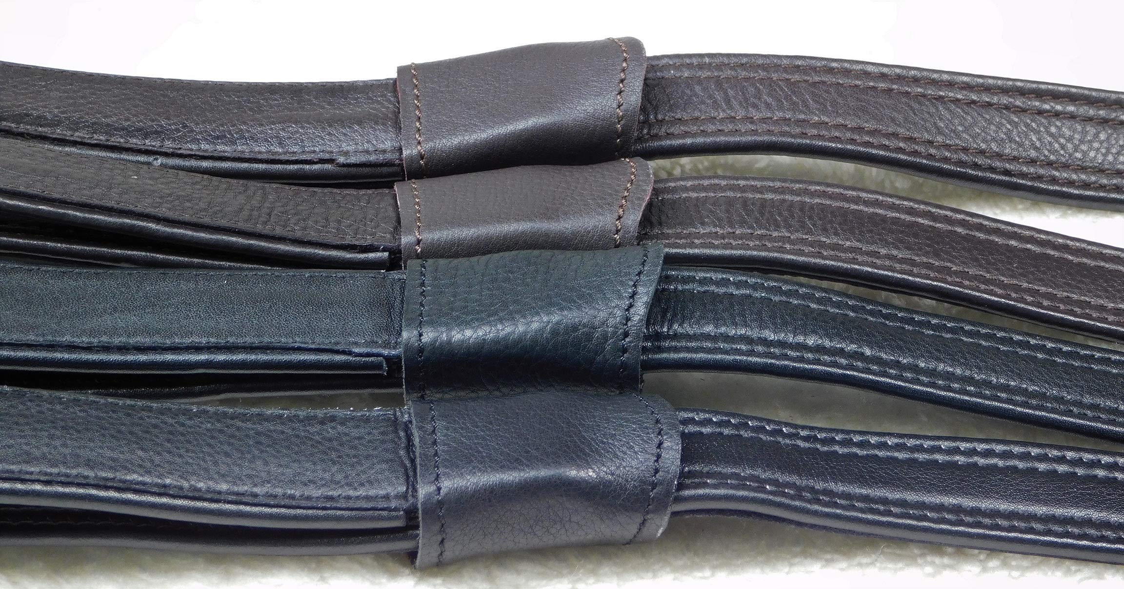 1 Paar Mono Steigbügelriemen Riemen Schwarz Braun Leder/Nylon Webbers 50-69 cm Tysons (Schwarz)