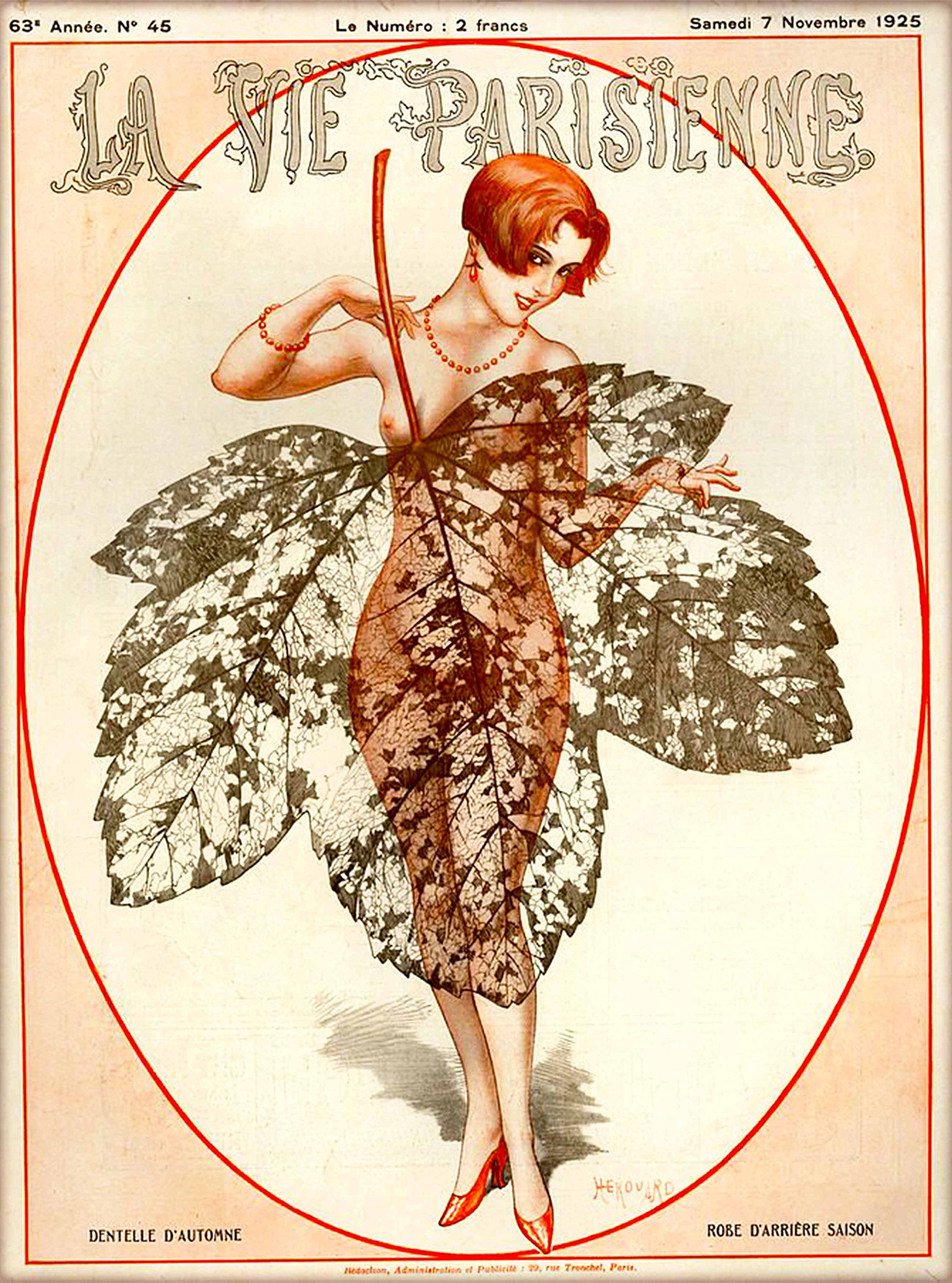 Amazon.com: 1925 La Vie Parisienne Autumn Nude Girl behind Large