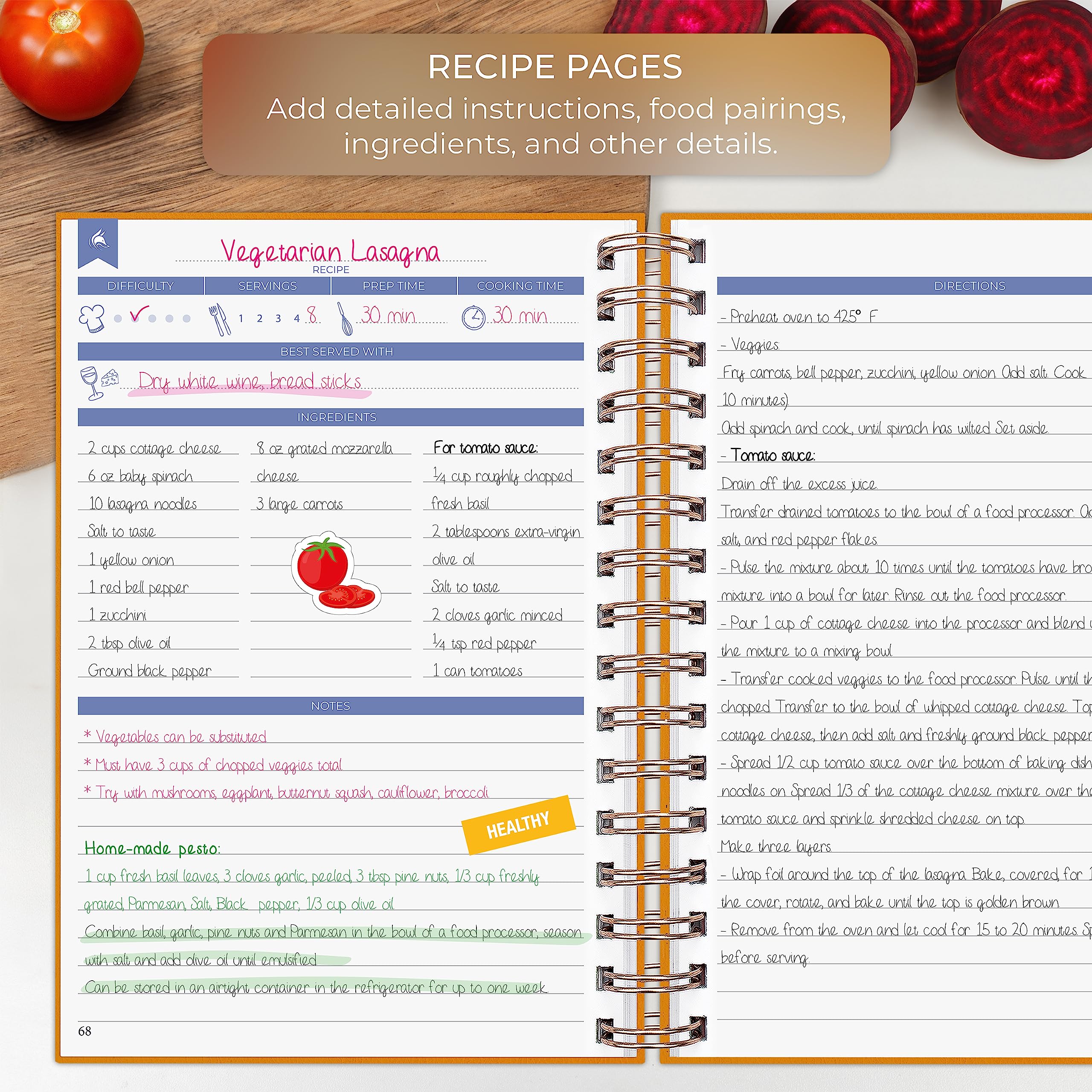 Clever Fox Recipe Book Spiral, Blank Family Cookbook, Empty Cooking Journal, Notebook Organizer to Write In Recipes - Image 3
