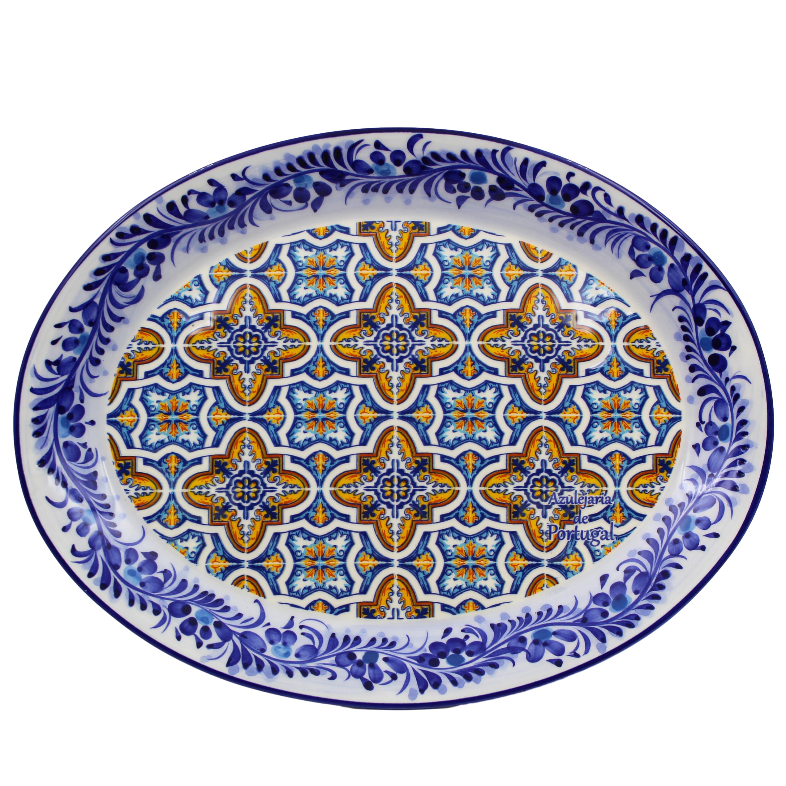 Amazon.com | Portugal Ceramic Oval Platter - Traditional Blue and