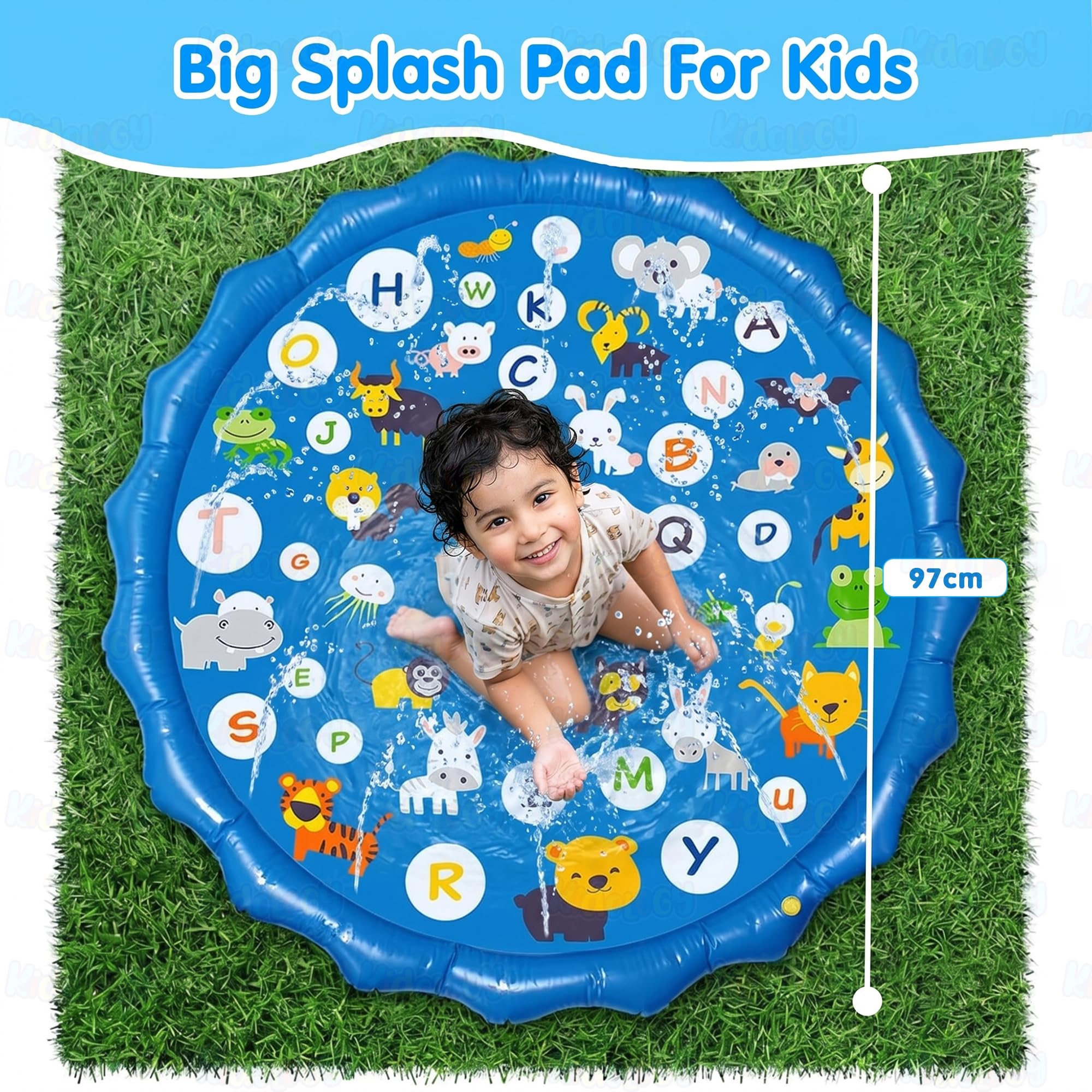 Kidology Splash Pad Sprinkler Pool for Kids 2-8 Years | Outdoor Water Sprinkler Pool for Toddlers & Kids | 97 cm Anti-Slip Non-Slip Foldable Sprinkler Mat | Summer Outdoor Water Toys Gift Boys Girls — Amazon image 2