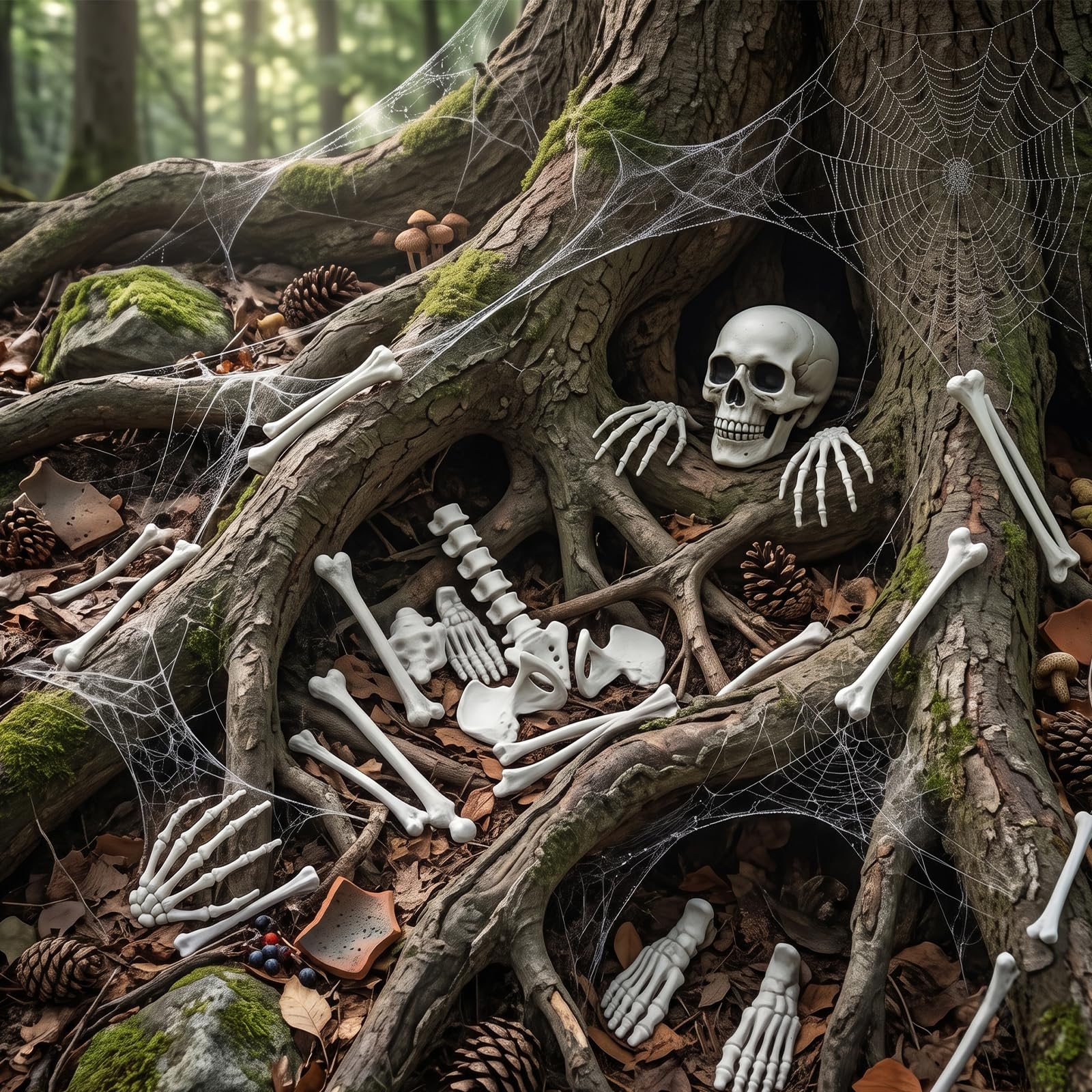 APACALI Set di decorazioni per Halloween con teschio e ossa, 28 pezzi