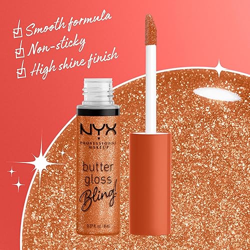 Miniatura 46 de NYX PROFESSIONAL MAKEUP Butter Gloss - Brillo de labios no pegajoso, tono marrón achocolatado (Ginger Snap)
