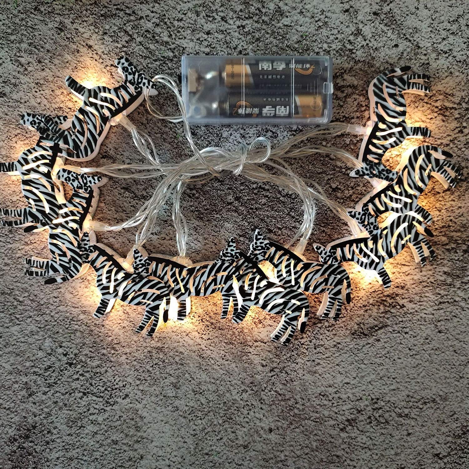 Riaxuebiy Metal Zebra String Lights, Animal Theme Decorative,LEDs Battery Powered Fairy Light for Indoor Outdoor Wedding Birthday Christmas Kid's Room Ornament (Battery, Zebra-1.65m/10LED)