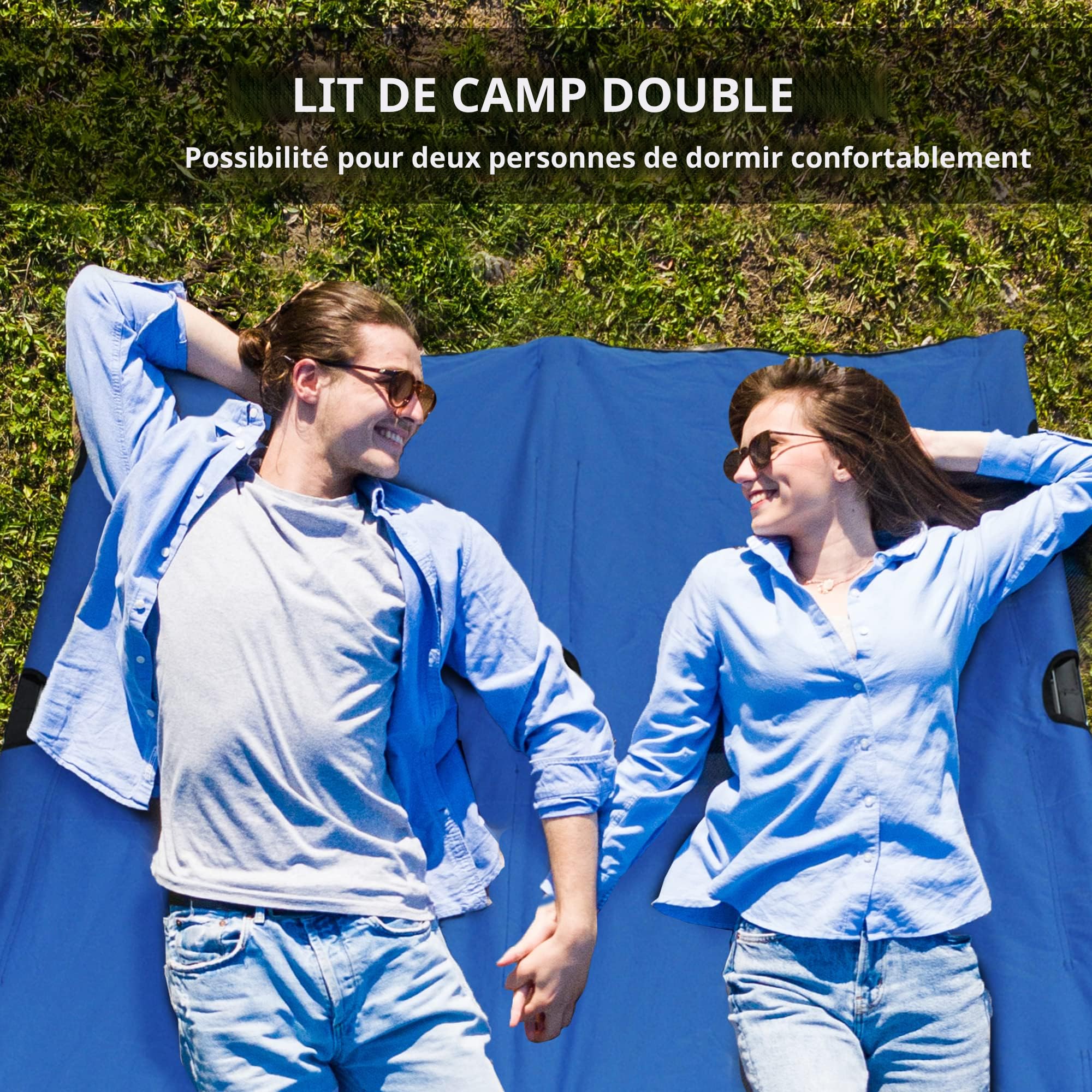 Outsunny Lit de Camping Pliant 76 pour Deux Personnes avec Sac Vert | Home Depot Canada
