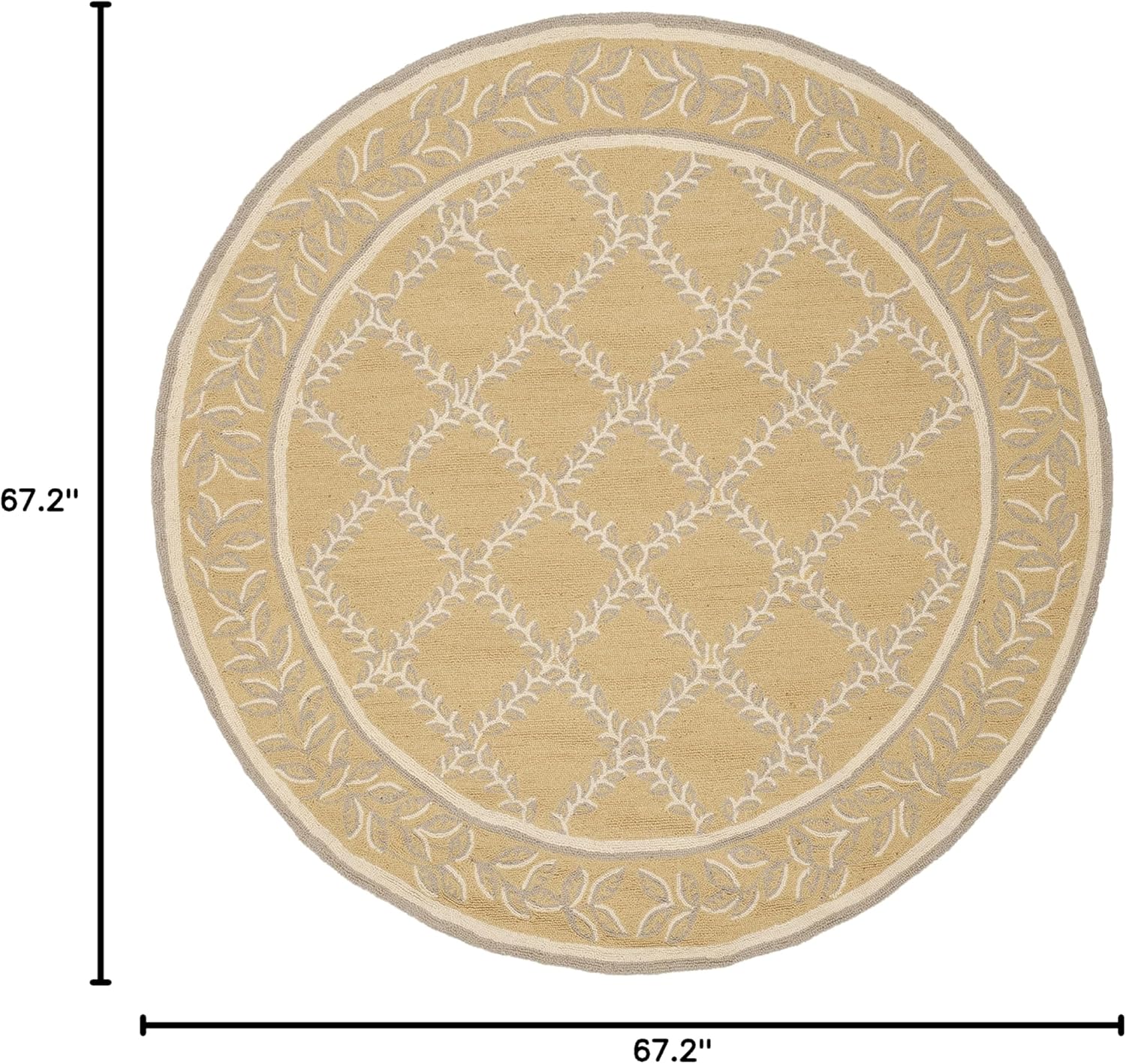 SAFAVIEH Chelsea Collection Area Rug - 5'6" Round, Yellow & Grey, Hand-Hooked French Country Wool, Ideal for High Traffic Areas in Living Room, Bedroom (HK230Y)