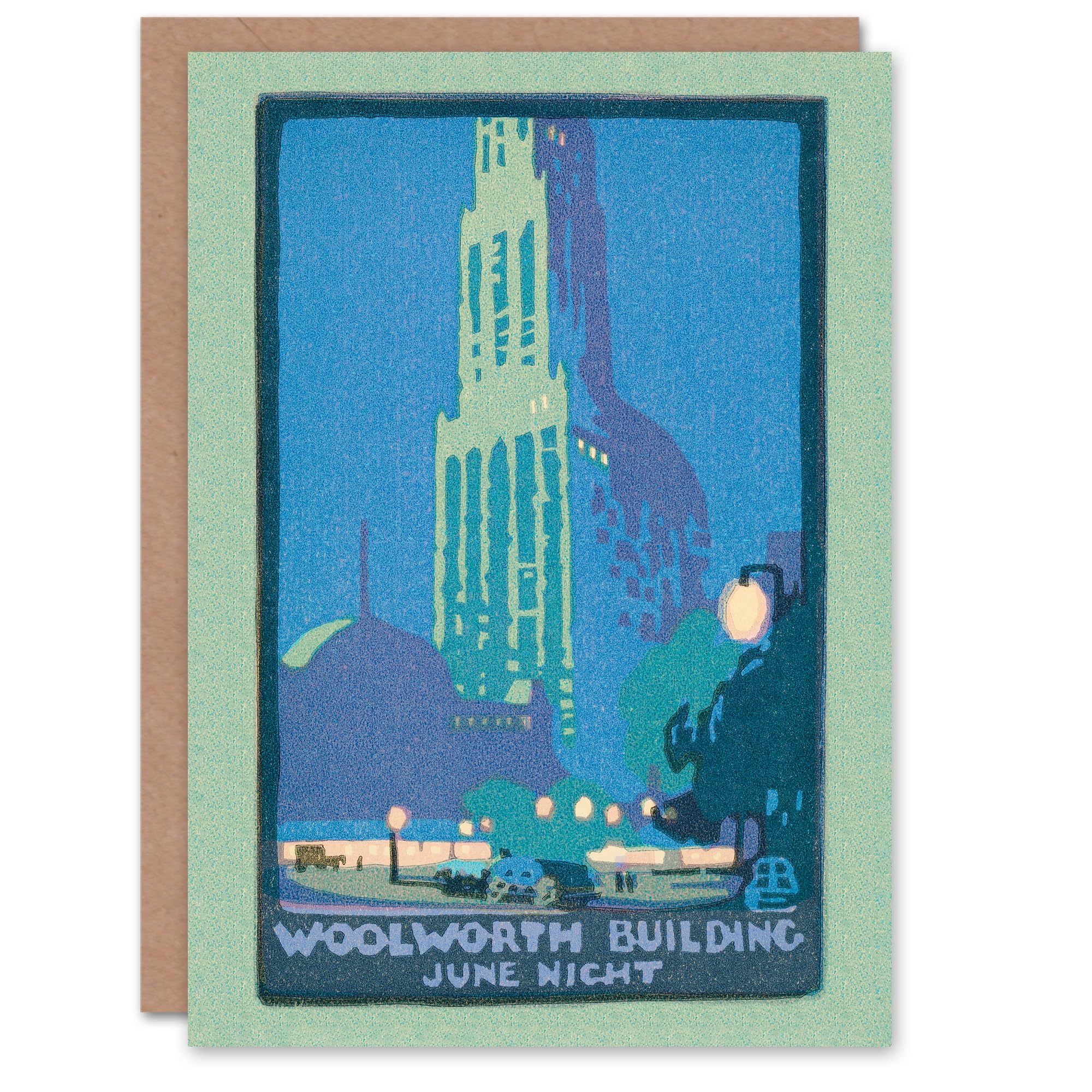Artery8 - Greeting Card - Woolworth Building Vintage Postcard - Blue