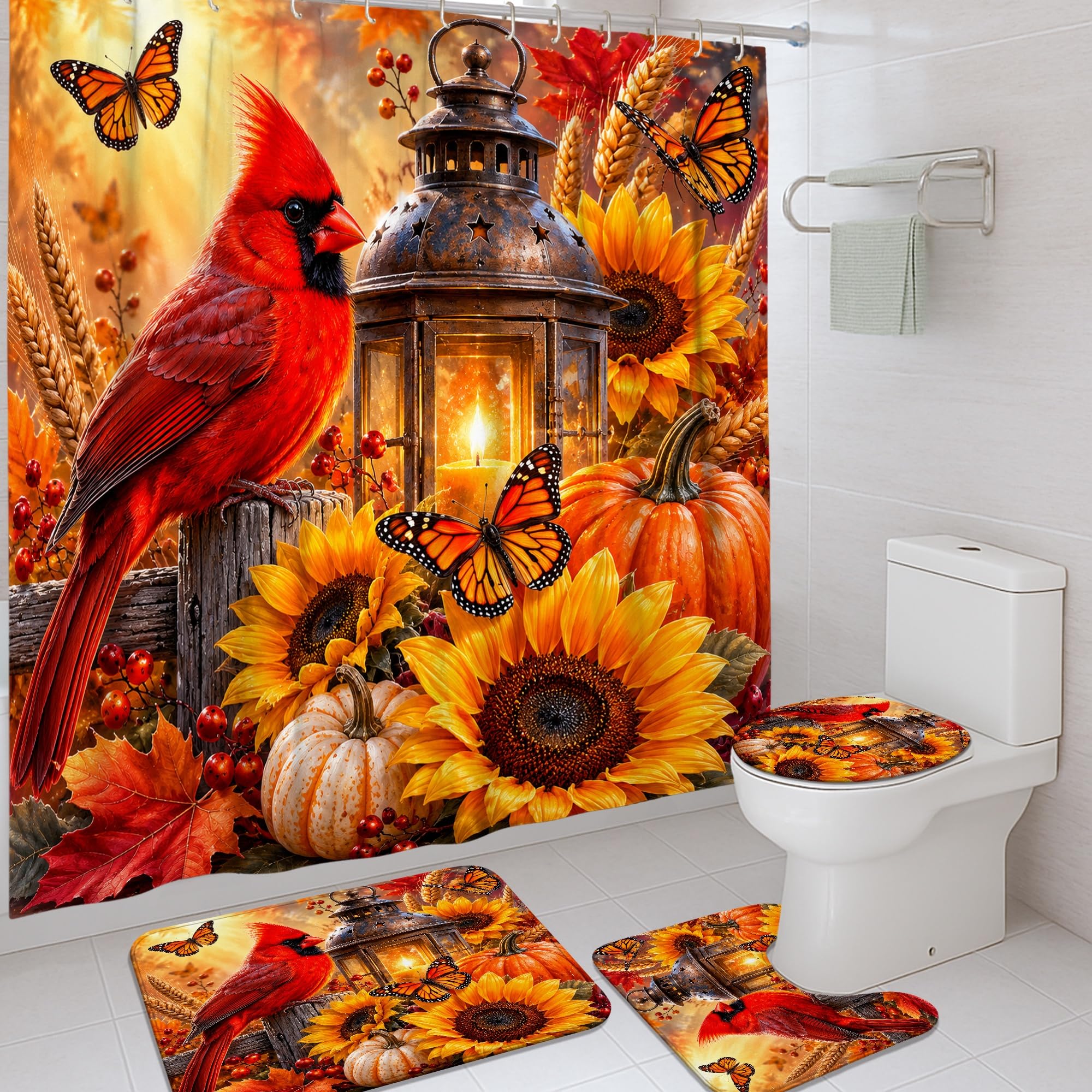 Rideau de douche lavable anti-éclaboussures 183x183 cm avec tapis de bain absorbant