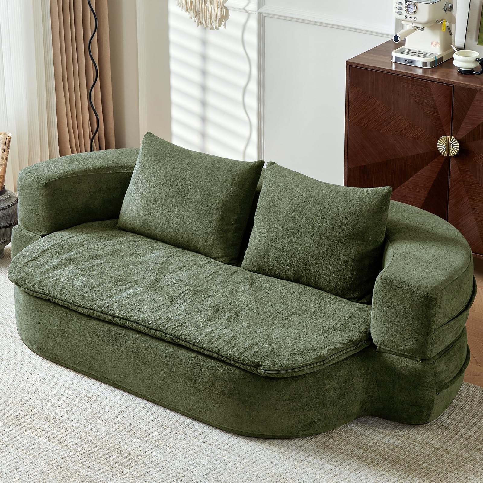 UKMTUET 79" Sofa Bed,Boneless Boneless Couch Bed, 3 in 1 Full Size Sleeper Sofa (Green)