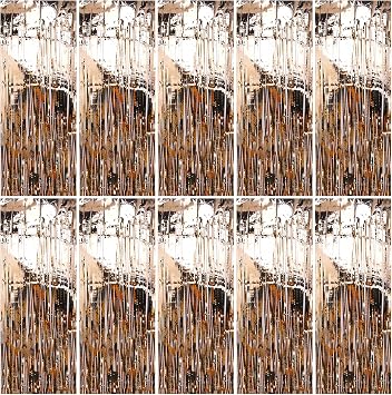 Pack of 10 Champagne Tinsel Curtains 1 m x 2 m Glitter Tinsel Curtains