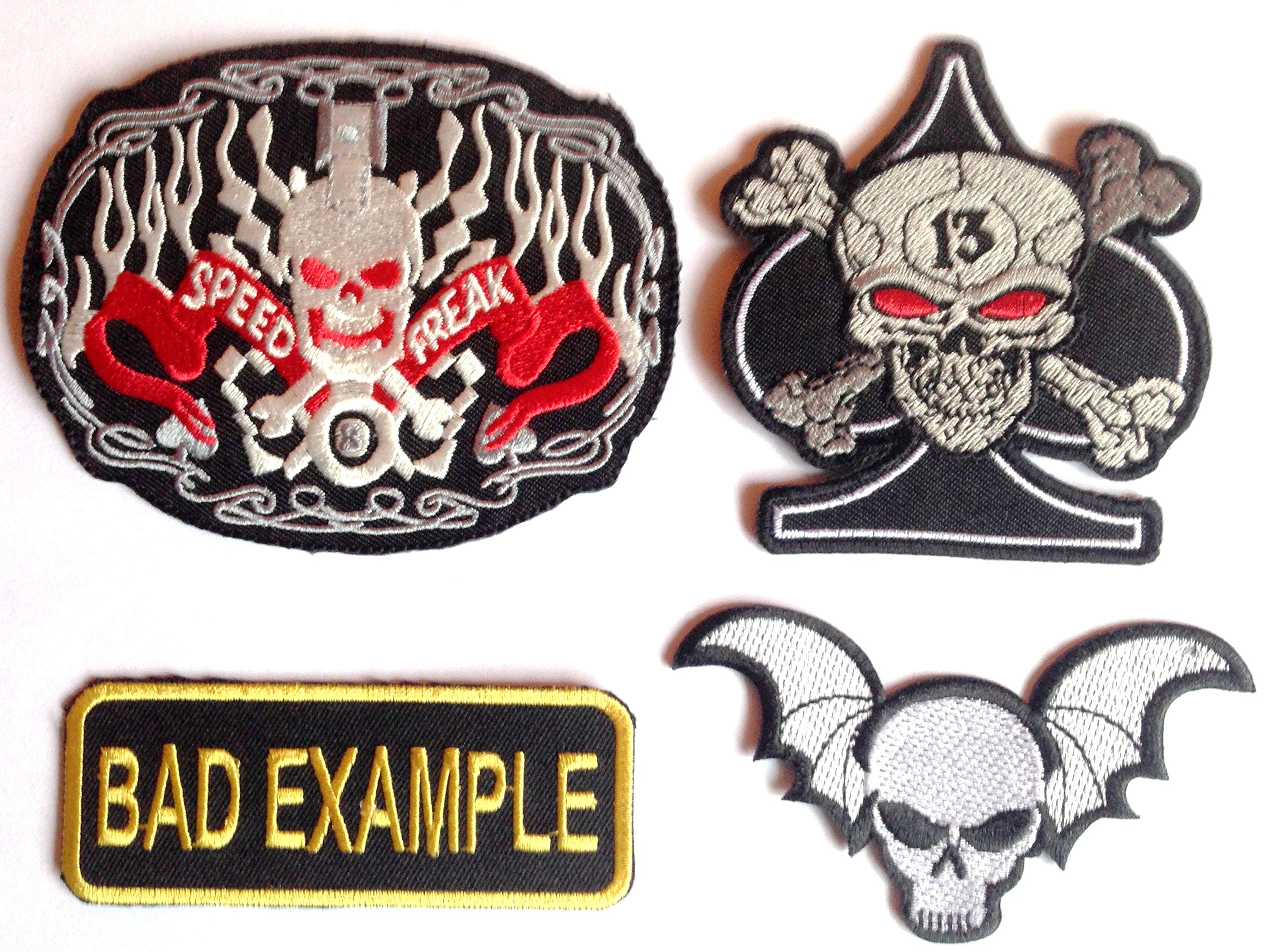 Toppe Patch Biker Moto-ciclista Patch Termoadesive Ricamo Adesivo Ricamate Jeans Cucito Vestiti Stoffa Termoadesiva 4 Pezzi