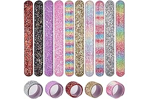 10 PCS Glitter Slap Bracelets - Party Accessories for Kids