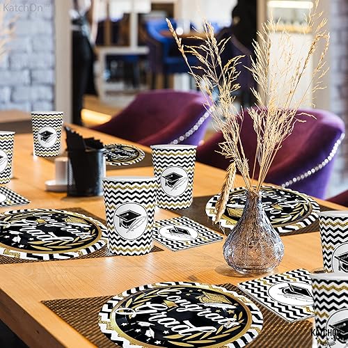 Miniatura 4 de KatchOn, Platos y servilletas de graduación 2023  Sirve a 25 personas  Suministros para fiesta de graduación 2023  Platos y servilletas de