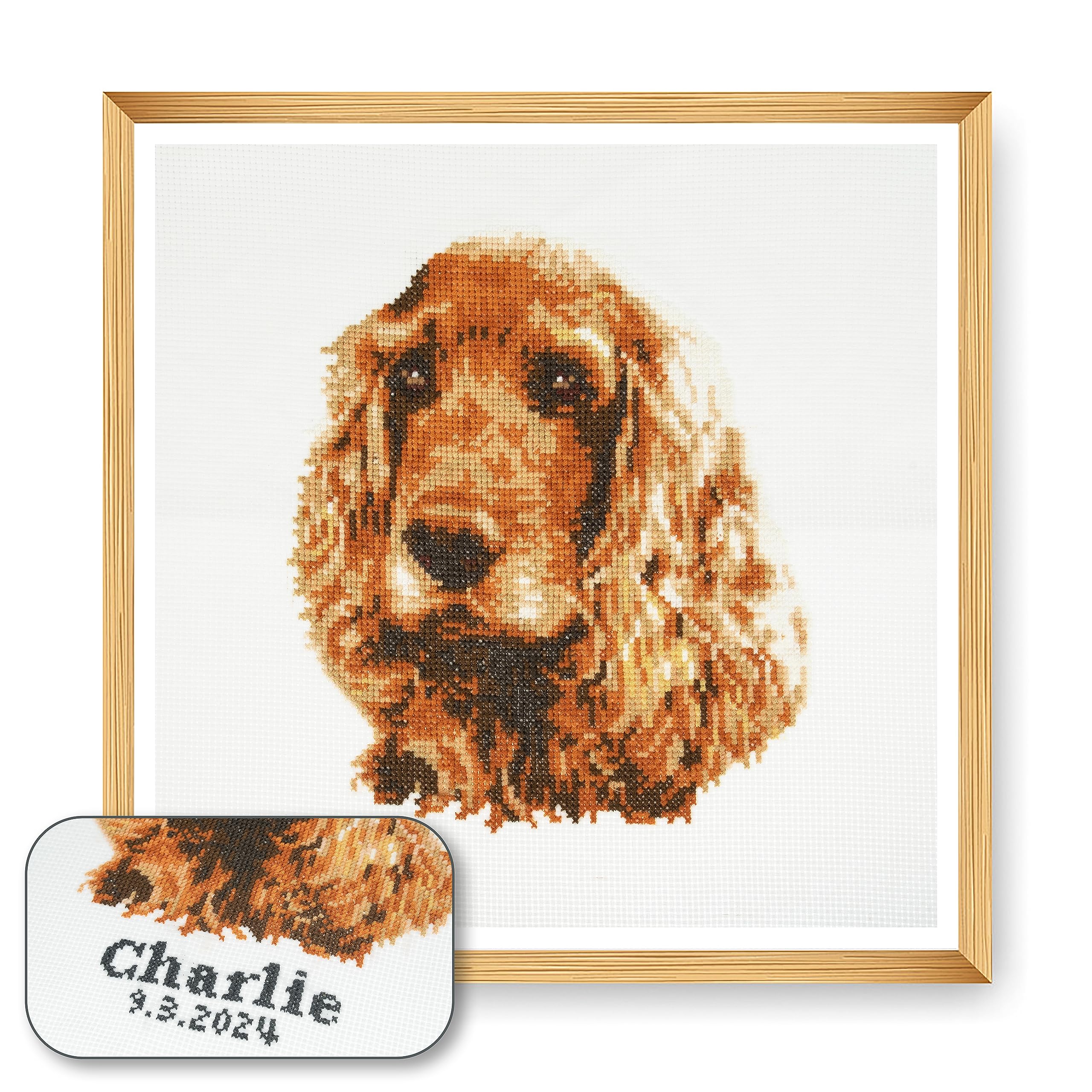 Counted Cross Stitch Kit - Cocker Spaniel White Large