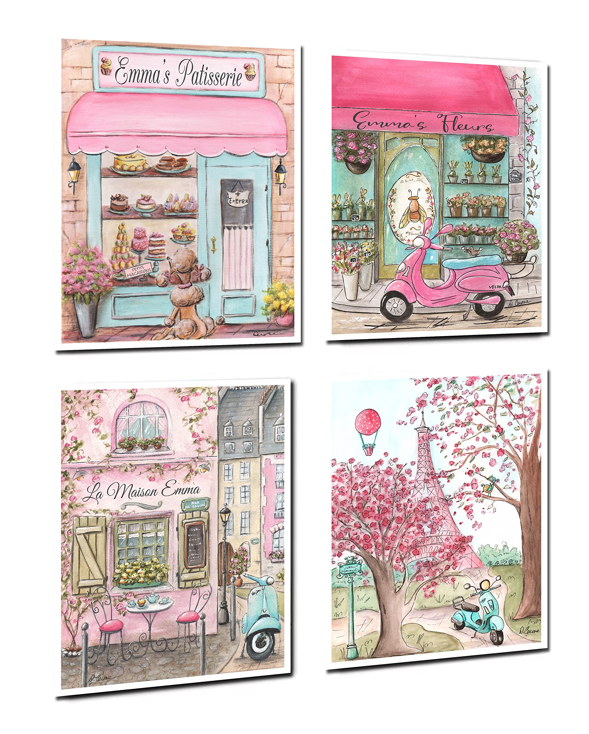 Amazon.com: Paris Prints, Set Of 4 UNFRAMED Posters, Personalized