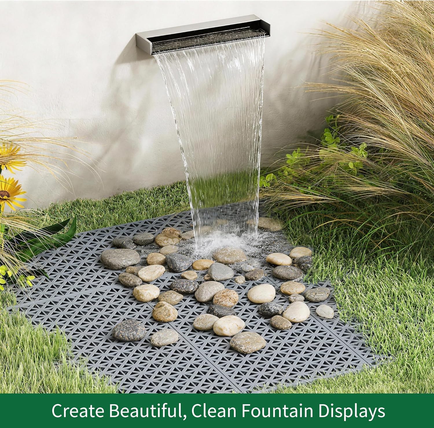 Heavy Duty Fountain Basin Grates,3 Pack 24"×12" Reservoir Grates for for Pond and Water Garden, Suitabel for Water Features, Ponds, Fountains, Landscaping Decor (Cross-Shaped Style)