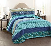Vista 8 de Lush Decor Royal Empire - Juego de funda de edredón reversible de algodón, juego de 3 piezas Full/Queen, mandarina - Juego de ropa de cama a rayas