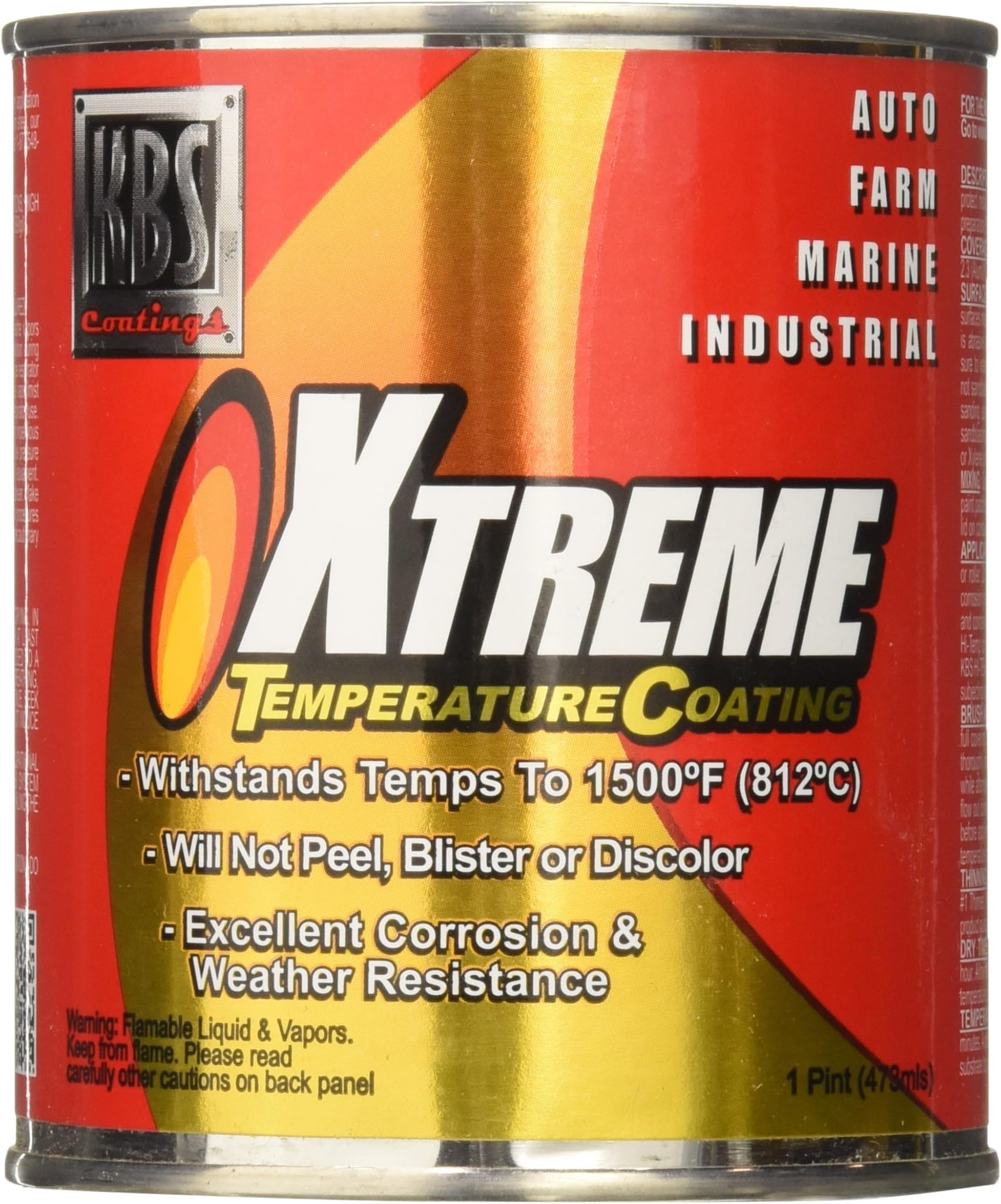 KBS Coatings 65325 Charcoal Metallic Xtreme Temperature Coating - 1 Pint, Charcoal Metallic, 16 Fl Oz (Pack of 1)