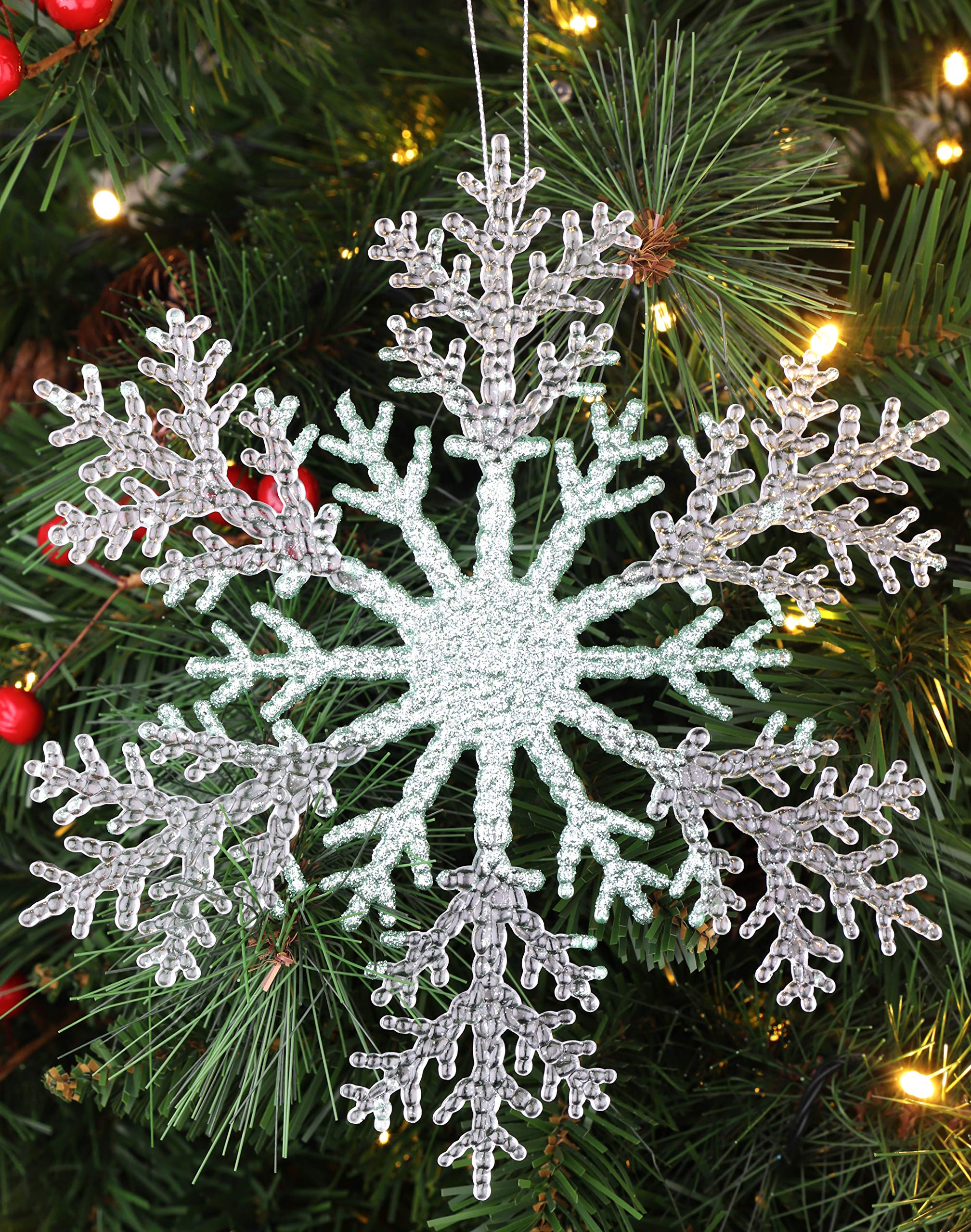 Christmas Concepts Mint Green Christmas Concepts® 21Cm 8" Large Glitter Decorated Snowflake Decoration - Christmas Baubles (, 1)