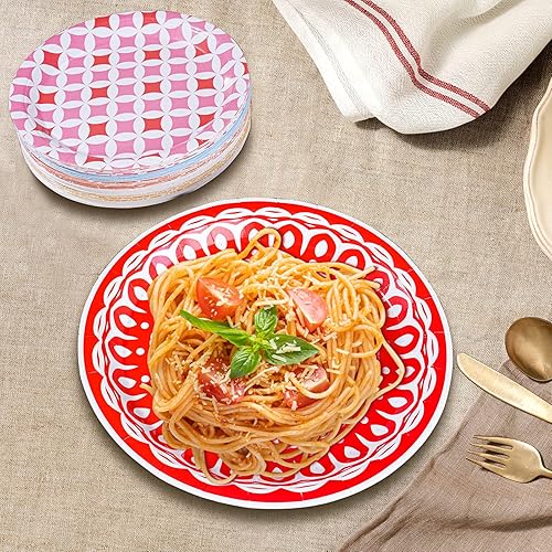 Miniatura 5 de Platos de papel de colores para suministros de fiesta, 60 platos desechables multicolor para tartas de postre para cumpleaños, baby shower,