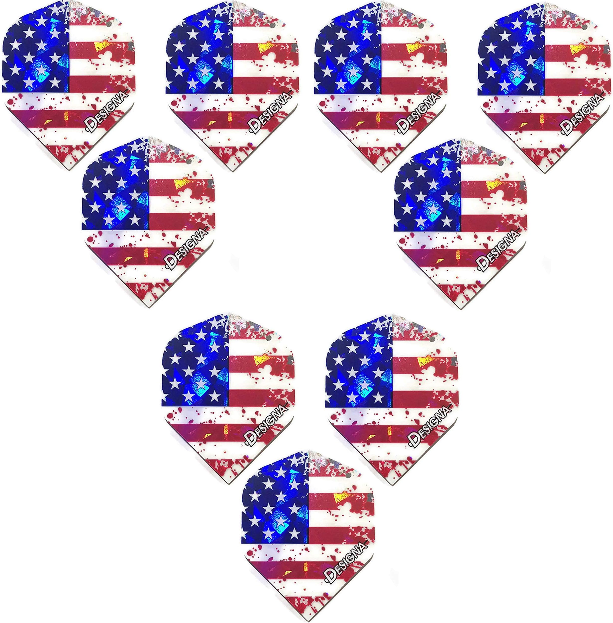 Designa USA American Flag Stars & Stripes Patriot, Holographic Strong Standard Dart Flights (3 Sets)