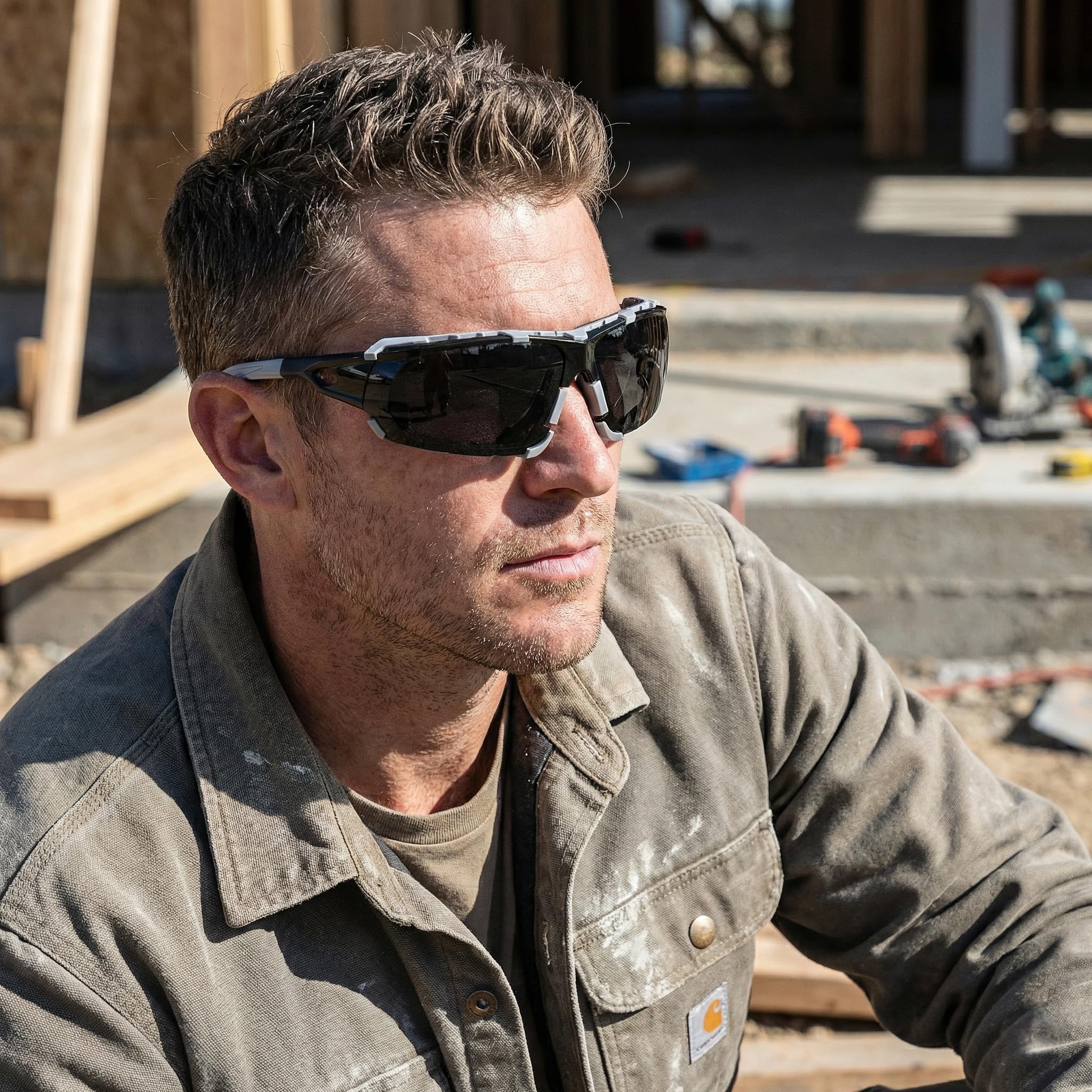 UKNOW Gafas de seguridad, lentes envolventes antivaho, junta de espuma extraíble, gafas protectoras ANSI Z87.1, resistentes a los impactos