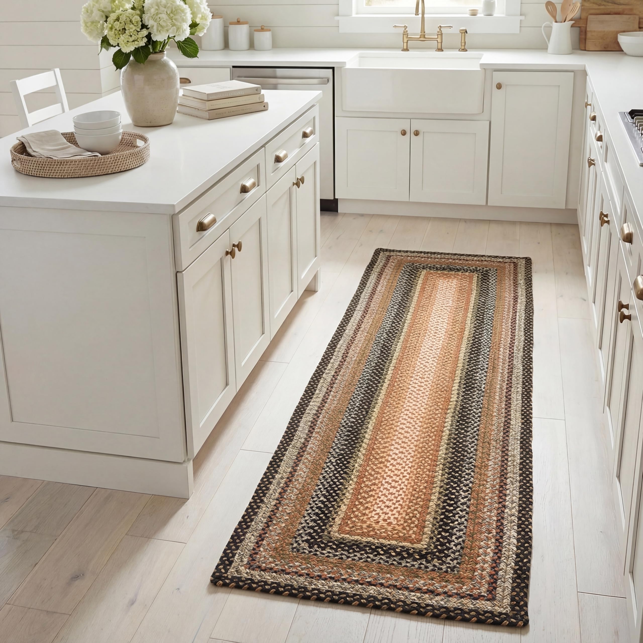 SAFAVIEH Washable Rug Outdoor Braided Collection - 2'3" x 8' Runner, Multi, Handmade & Reversible, Non-Shedding & Easy to Clean, Ideal for Patio,